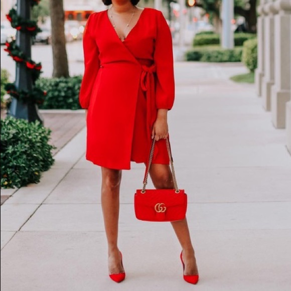 j crew red wrap dress